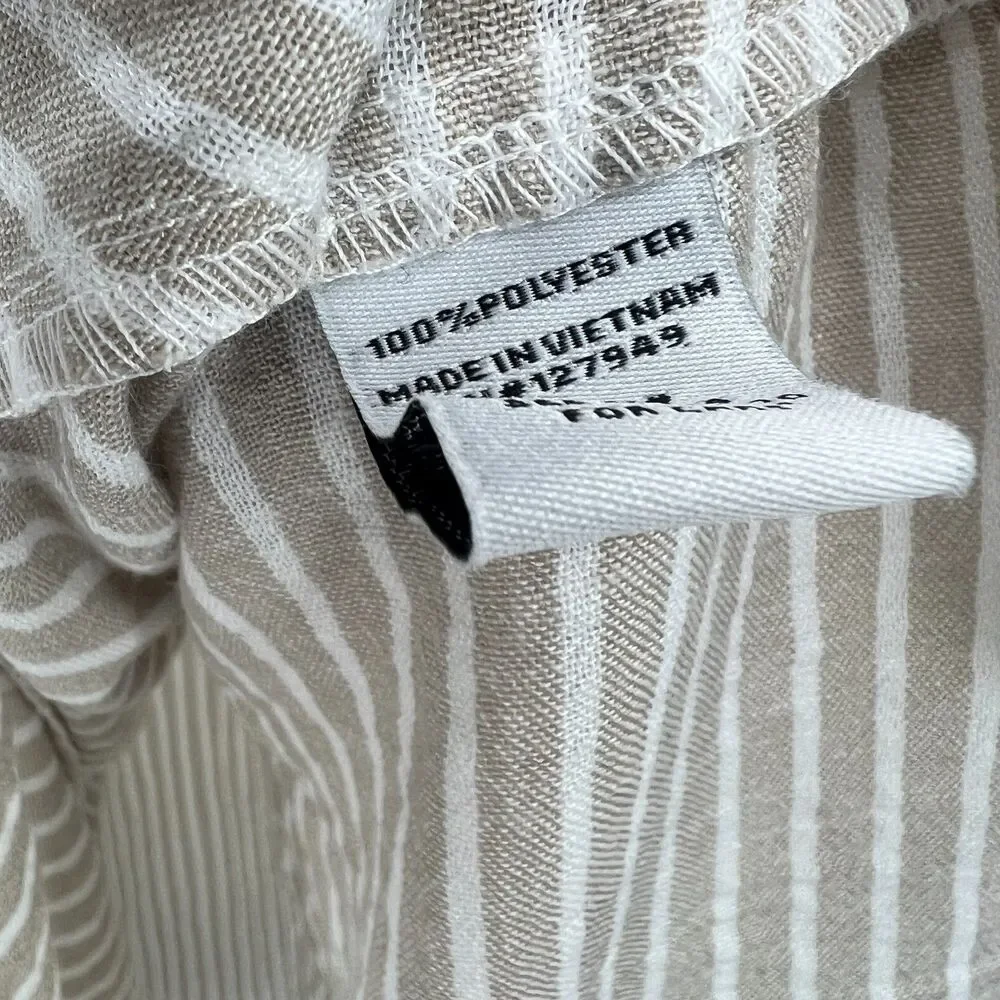 Emma & Michele M Beige Striped Shirt Dress Collared Tiered Ruffle Hem Popover